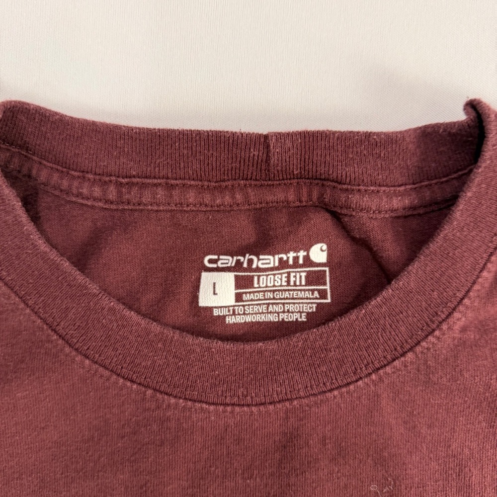 Carhartt Men's Pocket T Shirt Large Burgundy Loose Fit Short‎ Sleeve Casual - Picture 5 of 6